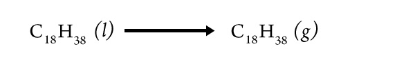 an equation for a phase change of an alkane molecule from liquid to gas